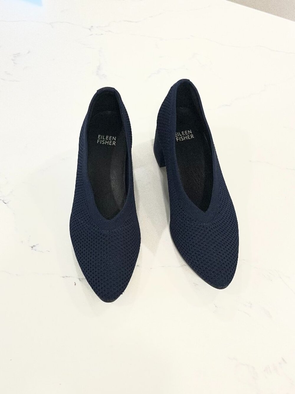 Eileen Fisher Gabby Recycled Stretch Knit Pump Navy Blue Size 6